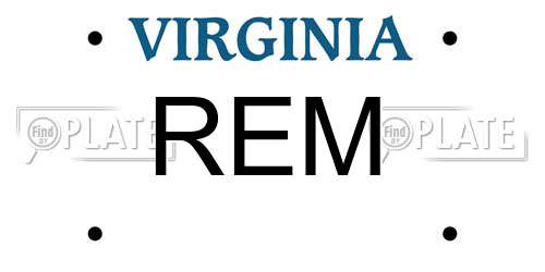 REM Virginia License Plate