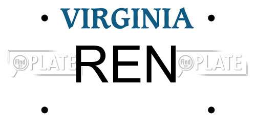 REN Virginia License Plate