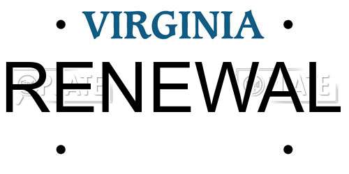RENEWAL Virginia License Plate