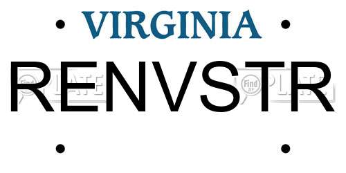 RENVSTR Virginia License Plate