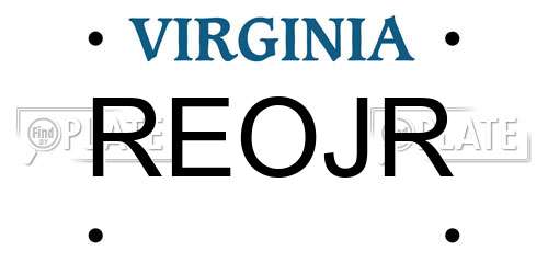 REOJR Virginia License Plate