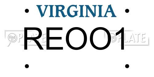 REOO1 Virginia License Plate