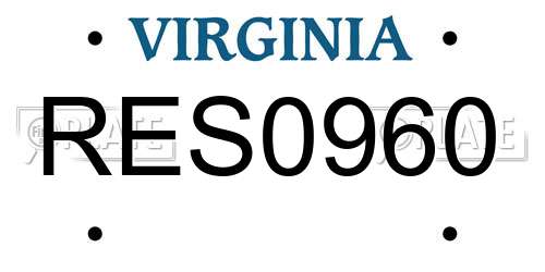 RES0960 Virginia License Plate