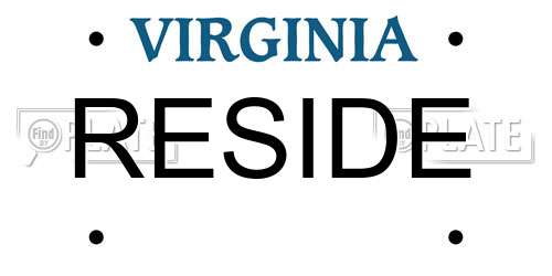 RESIDE Virginia License Plate