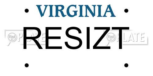 RESIZT Virginia License Plate