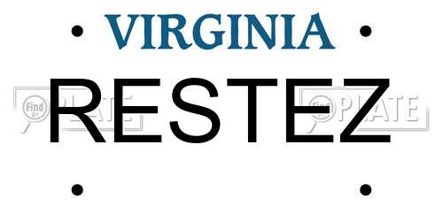 RESTEZ Virginia License Plate