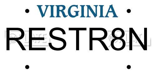 RESTR8N Virginia License Plate
