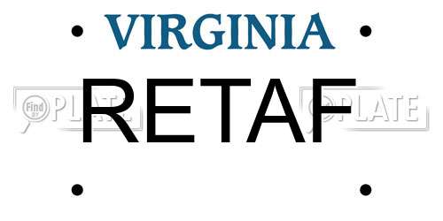 RETAF Virginia License Plate