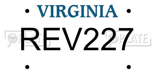 REV227 Virginia License Plate