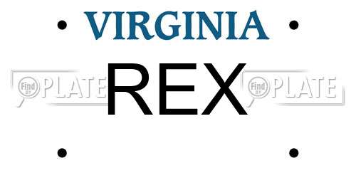 REX Virginia License Plate