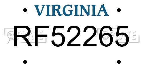 RF52265 Virginia License Plate