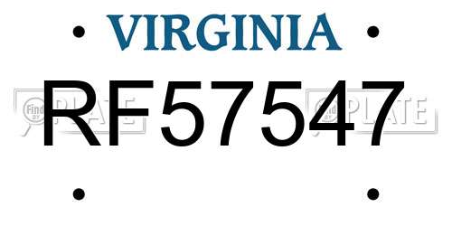RF57547 Virginia License Plate