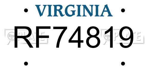 RF74819 Virginia License Plate