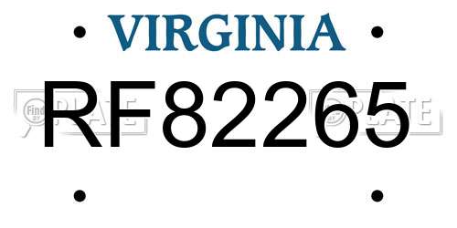 RF82265 Virginia License Plate