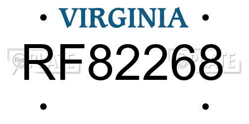 RF82268 Virginia License Plate