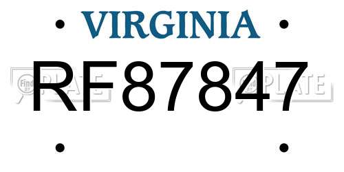 RF87847 Virginia License Plate