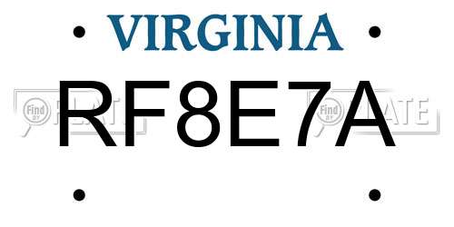 RF8E7A Virginia License Plate