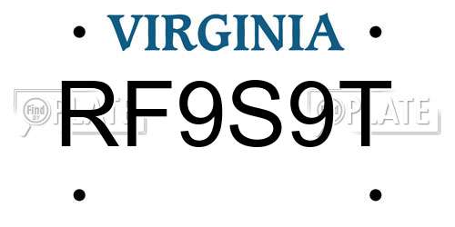 RF9S9T Virginia License Plate