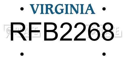 RFB2268 Virginia License Plate