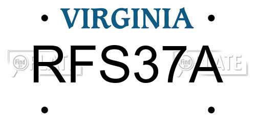 RFS37A Virginia License Plate