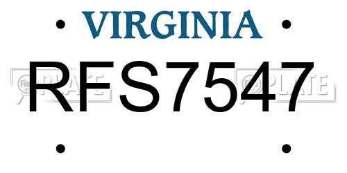 RFS7547 Virginia License Plate