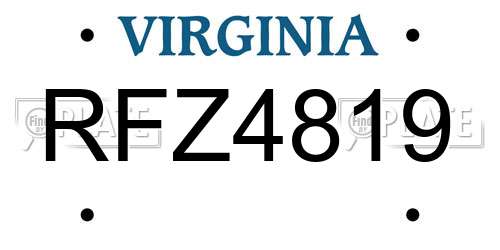 RFZ4819 Virginia License Plate