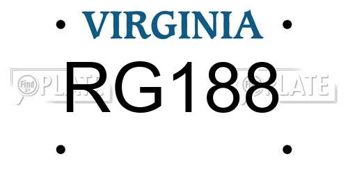 RG188 Virginia License Plate