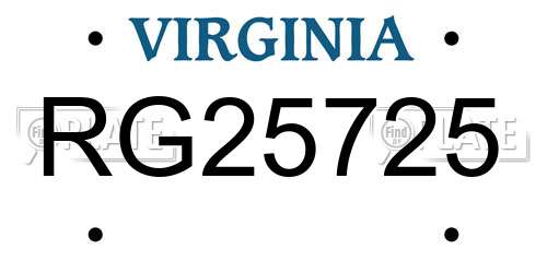 RG25725 Virginia License Plate
