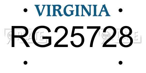 RG25728 Virginia License Plate