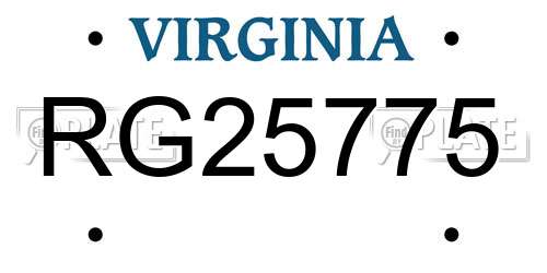 RG25775 Virginia License Plate