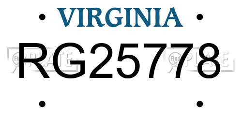 RG25778 Virginia License Plate