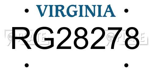 RG28278 Virginia License Plate