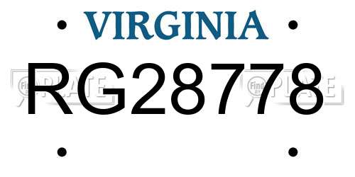 RG28778 Virginia License Plate