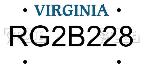 RG2B228 Virginia License Plate