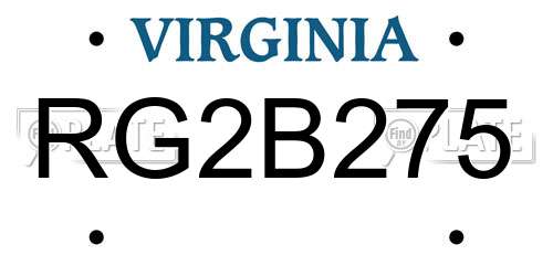 RG2B275 Virginia License Plate