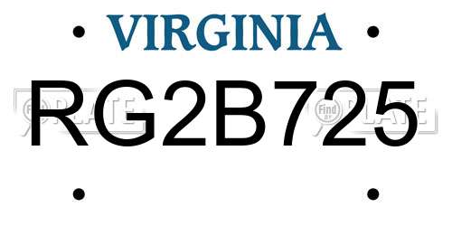 RG2B725 Virginia License Plate