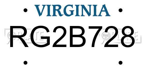 RG2B728 Virginia License Plate