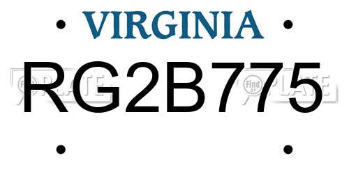 RG2B775 Virginia License Plate