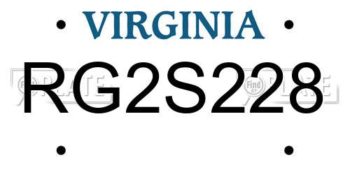RG2S228 Virginia License Plate