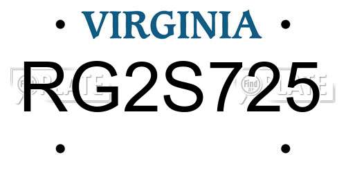 RG2S725 Virginia License Plate