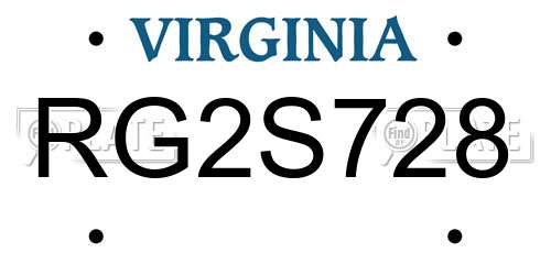 RG2S728 Virginia License Plate