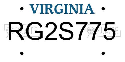 RG2S775 Virginia License Plate