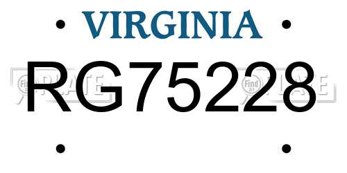RG75228 Virginia License Plate