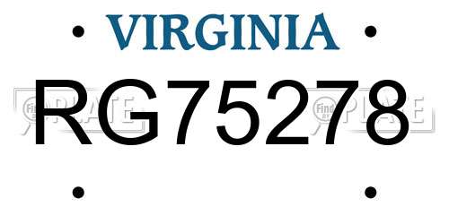 RG75278 Virginia License Plate