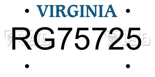 RG75725 Virginia License Plate