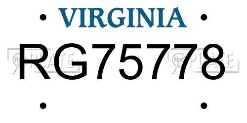 RG75778 Virginia License Plate