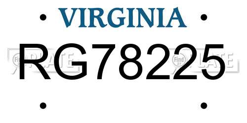 RG78225 Virginia License Plate