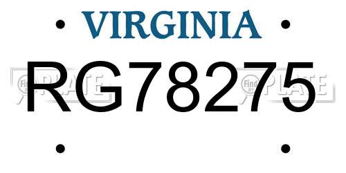 RG78275 Virginia License Plate