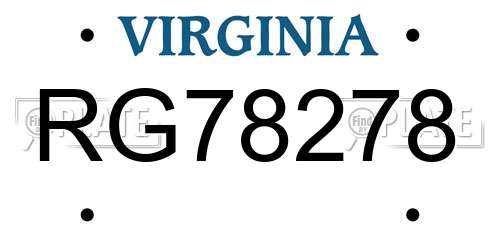 RG78278 Virginia License Plate