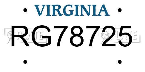 RG78725 Virginia License Plate